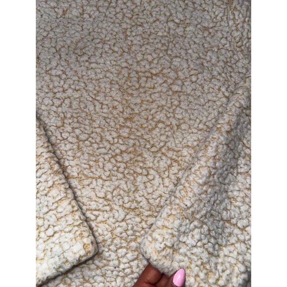 Sherpa Fleece Large Cream Turtleneck Teddy Bear Sweater Soft Vibes Warm Y2K - Picture 4 of 7